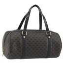 CELINE Macadam Canvas Mini Boston Bag PVC Black Gold Auth 190399A-1