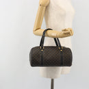 CELINE Macadam Canvas Mini Boston Bag PVC Black Gold Auth 190399A-22