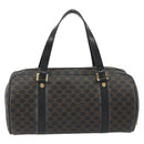 CELINE Macadam Canvas Mini Boston Bag PVC Black Gold Auth 190399A-2