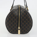 CELINE Macadam Canvas Mini Boston Bag PVC Black Gold Auth 190399A-5
