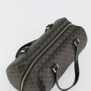 CELINE Macadam Canvas Mini Boston Bag PVC Black Gold Auth 190399A-7