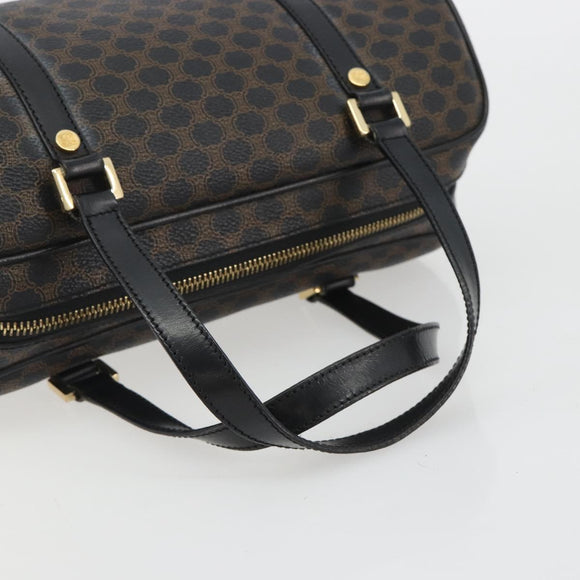 CELINE Macadam Canvas Mini Boston Bag PVC Black Gold Auth 190399A