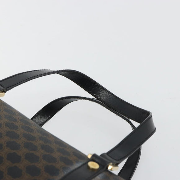 CELINE Macadam Canvas Mini Boston Bag PVC Black Gold Auth 190399A