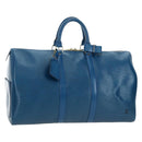 LOUIS VUITTON Epi Keepall 45 Boston Bag Blue M42975 LV Auth 190402V-1