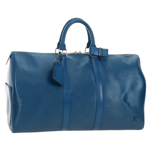 LOUIS VUITTON Epi Keepall 45 Boston Bag Blue M42975 LV Auth 190402V