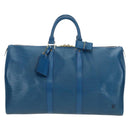 LOUIS VUITTON Epi Keepall 45 Boston Bag Blue M42975 LV Auth 190402V-13