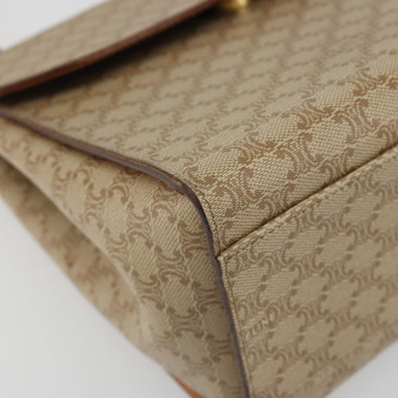 CELINE Macadam Canvas Star Ball Hand Bag PVC 2way Beige Gold Auth 190408A
