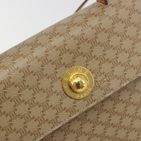 CELINE Macadam Canvas Star Ball Hand Bag PVC 2way Beige Gold Auth 190408A