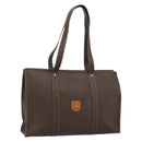 CELINE Macadam Canvas Tote Bag PVC Leather Brown Gold Auth 190411-1