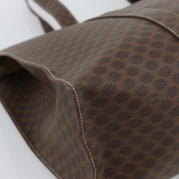 CELINE Macadam Canvas Tote Bag PVC Leather Brown Gold Auth 190411