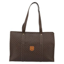 CELINE Macadam Canvas Tote Bag PVC Leather Brown Gold Auth 190411-13