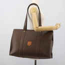 CELINE Macadam Canvas Tote Bag PVC Leather Brown Gold Auth 190411-22