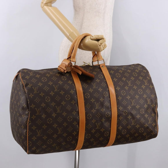 LOUIS VUITTON Monogram Keepall 55 Boston Bag M41424 LV Auth 190413V