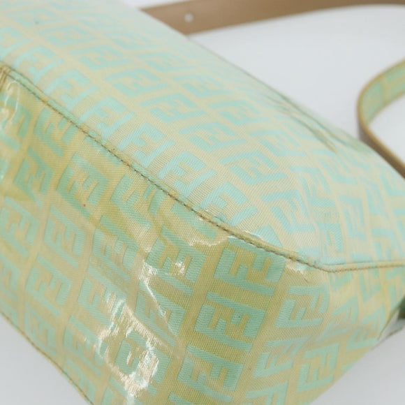 FENDI Zucchino Canvas Mamma Baguette Bag Coated Canvas Gold Green Auth 190420A