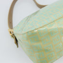 FENDI Zucchino Canvas Mamma Baguette Bag Coated Canvas Gold Green Auth 190420A-16