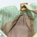 FENDI Zucchino Canvas Mamma Baguette Bag Coated Canvas Gold Green Auth 190420A-22