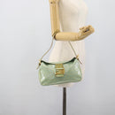 FENDI Zucchino Canvas Mamma Baguette Bag Coated Canvas Gold Green Auth 190420A-25