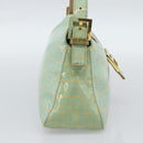 FENDI Zucchino Canvas Mamma Baguette Bag Coated Canvas Gold Green Auth 190420A-3