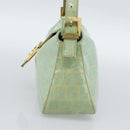 FENDI Zucchino Canvas Mamma Baguette Bag Coated Canvas Gold Green Auth 190420A-4