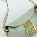 FENDI Zucchino Canvas Mamma Baguette Bag Coated Canvas Gold Green Auth 190420A-6