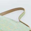 FENDI Zucchino Canvas Mamma Baguette Bag Coated Canvas Gold Green Auth 190420A-14