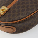 CELINE Macadam Canvas Shoulder Bag PVC Leather Brown Gold Auth 190422A-15