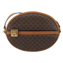 CELINE Macadam Canvas Shoulder Bag PVC Leather Brown Gold Auth 190422A-13