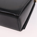 CELINE Hand Bag Patent leather Black Gold Auth 190425A-17