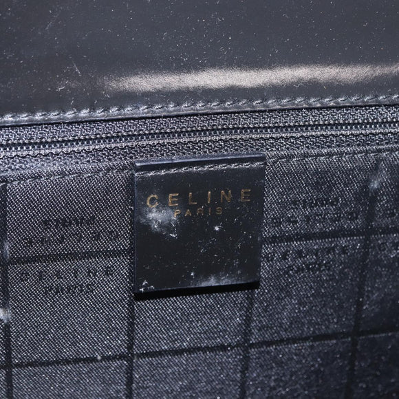 CELINE Hand Bag Patent leather Black Gold Auth 190425A