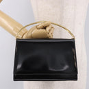 CELINE Hand Bag Patent leather Black Gold Auth 190425A-24