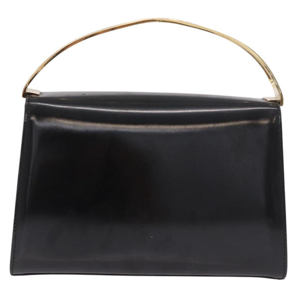 CELINE Hand Bag Patent leather Black Gold Auth 190425A