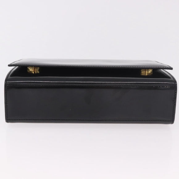 CELINE Hand Bag Patent leather Black Gold Auth 190425A