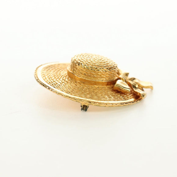 CHANEL Brooch metal Gold CC Auth 190426M