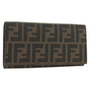FENDI Zucca Canvas Long Wallet Black Brown Auth 190427V-1