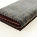 FENDI Zucca Canvas Long Wallet Black Brown Auth 190427V-15