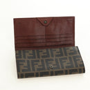 FENDI Zucca Canvas Long Wallet Black Brown Auth 190427V-8