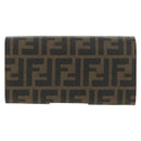FENDI Zucca Canvas Long Wallet Black Brown Auth 190427V-2