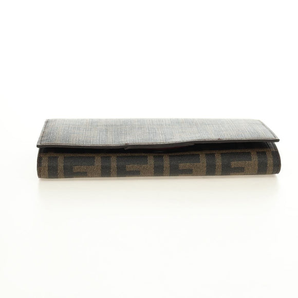FENDI Zucca Canvas Long Wallet Black Brown Auth 190427V