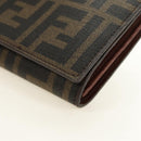 FENDI Zucca Canvas Long Wallet Black Brown Auth 190427V-14