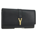 SAINT LAURENT Y Line Long Wallet Leather Black Gold 314995 Auth 190428A-1