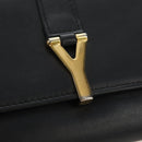 SAINT LAURENT Y Line Long Wallet Leather Black Gold 314995 Auth 190428A-17