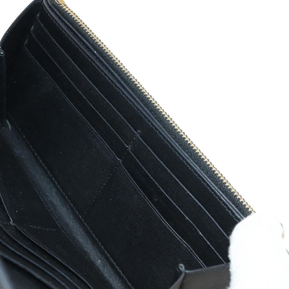 SAINT LAURENT Y Line Long Wallet Leather Black Gold 314995 Auth 190428A