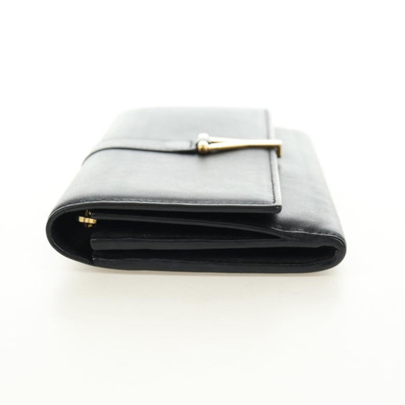 SAINT LAURENT Y Line Long Wallet Leather Black Gold 314995 Auth 190428A