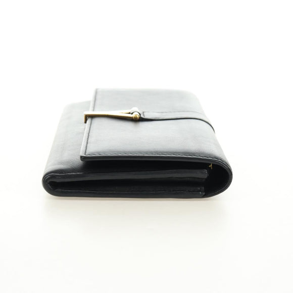 SAINT LAURENT Y Line Long Wallet Leather Black Gold 314995 Auth 190428A