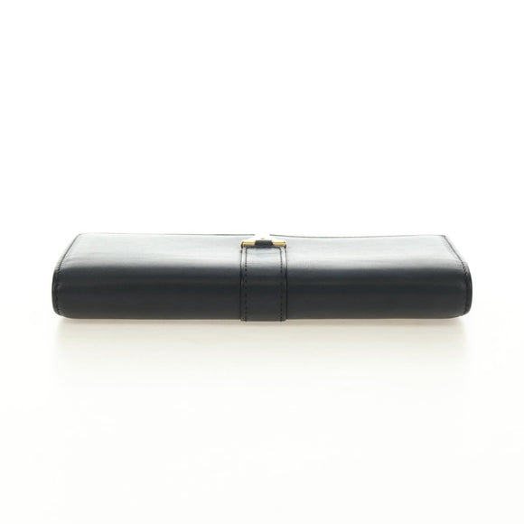 SAINT LAURENT Y Line Long Wallet Leather Black Gold 314995 Auth 190428A