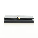 SAINT LAURENT Y Line Long Wallet Leather Black Gold 314995 Auth 190428A-6