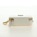 PRADA Chain Shoulder Mini Bag Safiano leather White Gold Auth 190429M-5