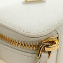 PRADA Chain Shoulder Mini Bag Safiano leather White Gold Auth 190429M-18
