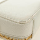 PRADA Chain Shoulder Mini Bag Safiano leather White Gold Auth 190429M-20