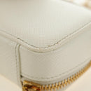 PRADA Chain Shoulder Mini Bag Safiano leather White Gold Auth 190429M-21